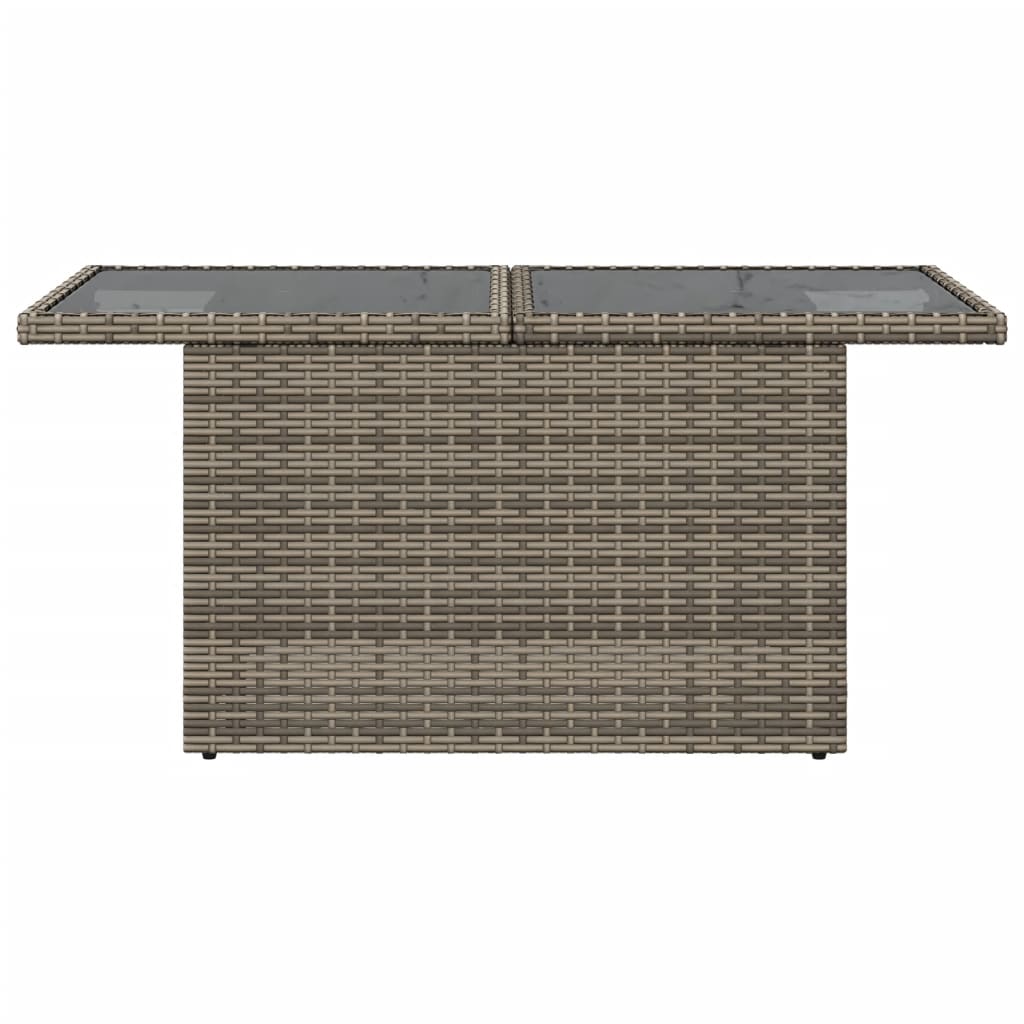 Gartentisch mit Glasplatte Grau 100x55x73 cm Poly Rattan