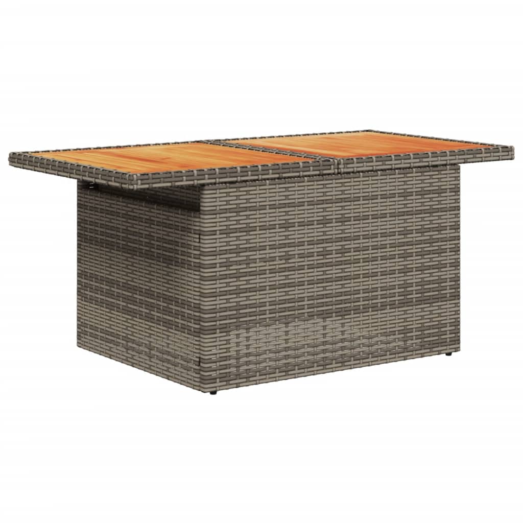 Gartentisch Grau 100x55x73 cm Poly Rattan und Akazienholz