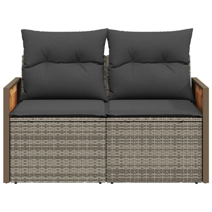 Gartensofa 2-Sitzer mit Kissen Grau Poly Rattan