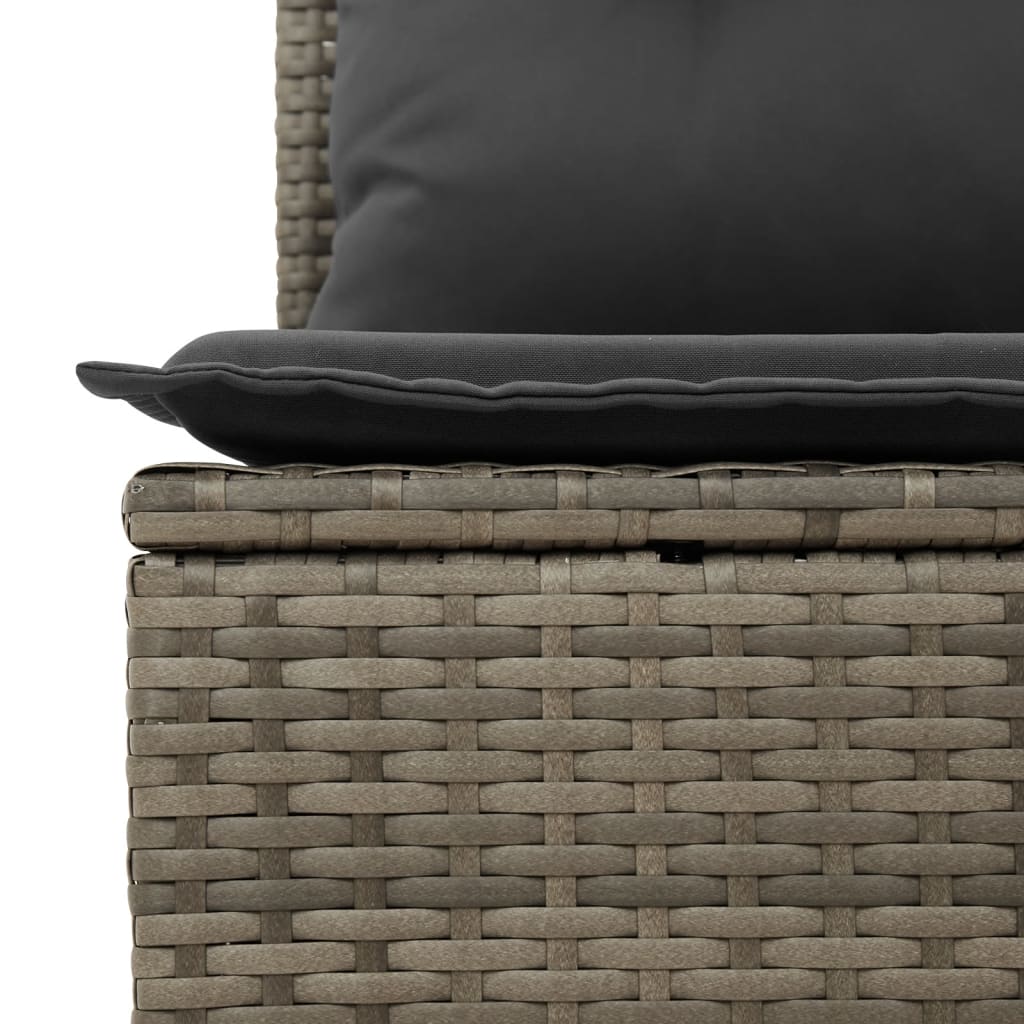 Gartensofa 2-Sitzer mit Kissen Grau Poly Rattan