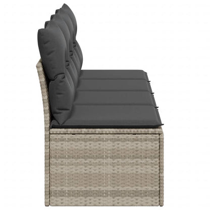 Gartensofa mit Kissen 4-Sitzer Hellgrau Poly Rattan