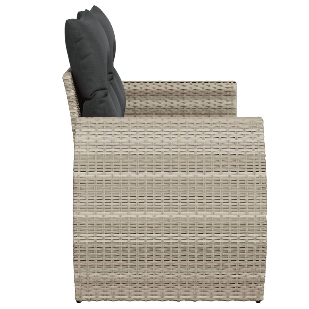 Gartensofa mit Kissen 2-Sitzer Hellgrau Poly Rattan