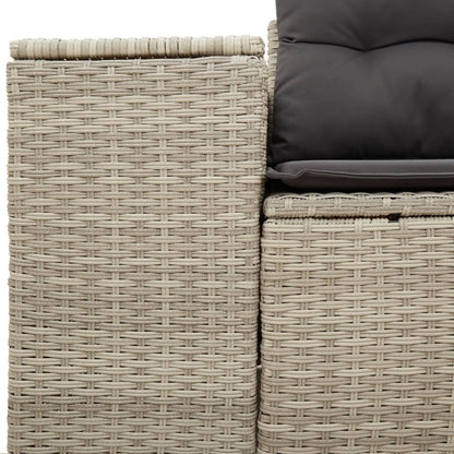 Gartensofa mit Kissen 2-Sitzer Hellgrau Poly Rattan