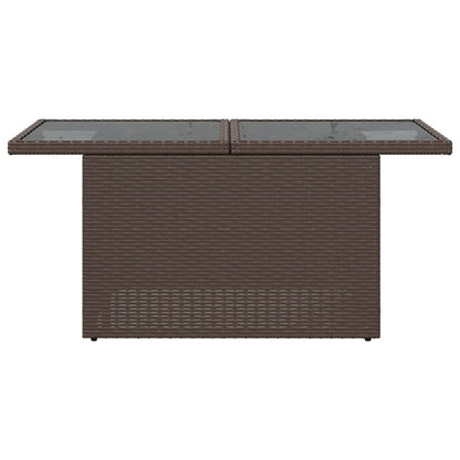 Gartentisch mit Glasplatte Braun 100x55x73 cm Poly Rattan