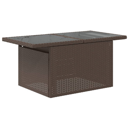 Gartentisch mit Glasplatte Braun 100x55x73 cm Poly Rattan