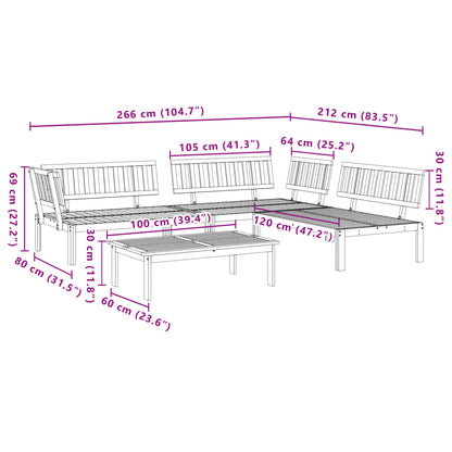 4-tlg. Garten-Sofagarnitur aus Paletten Massivholz Akazie