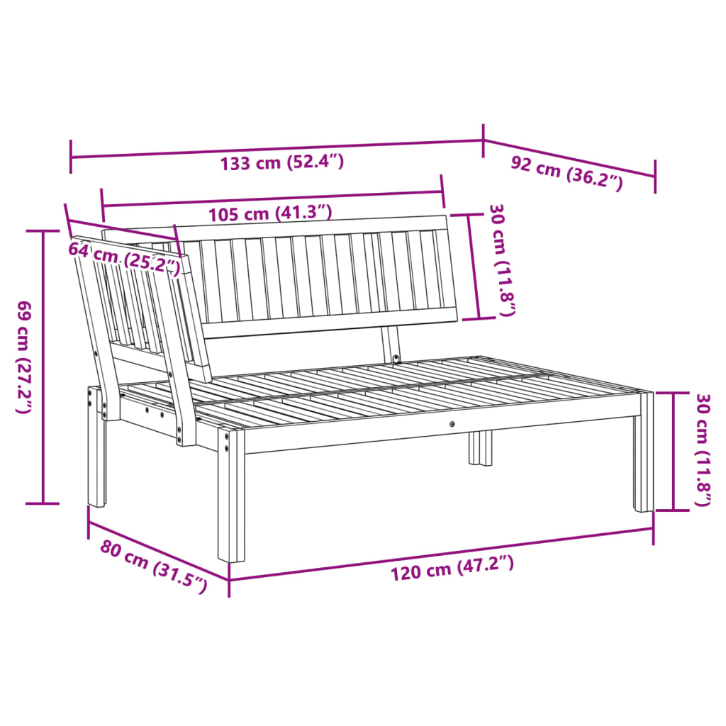 Garten-Ecksofa aus Paletten Massivholz Akazie