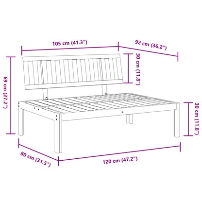 Garten-Mittelsofa aus Paletten Massivholz Akazie