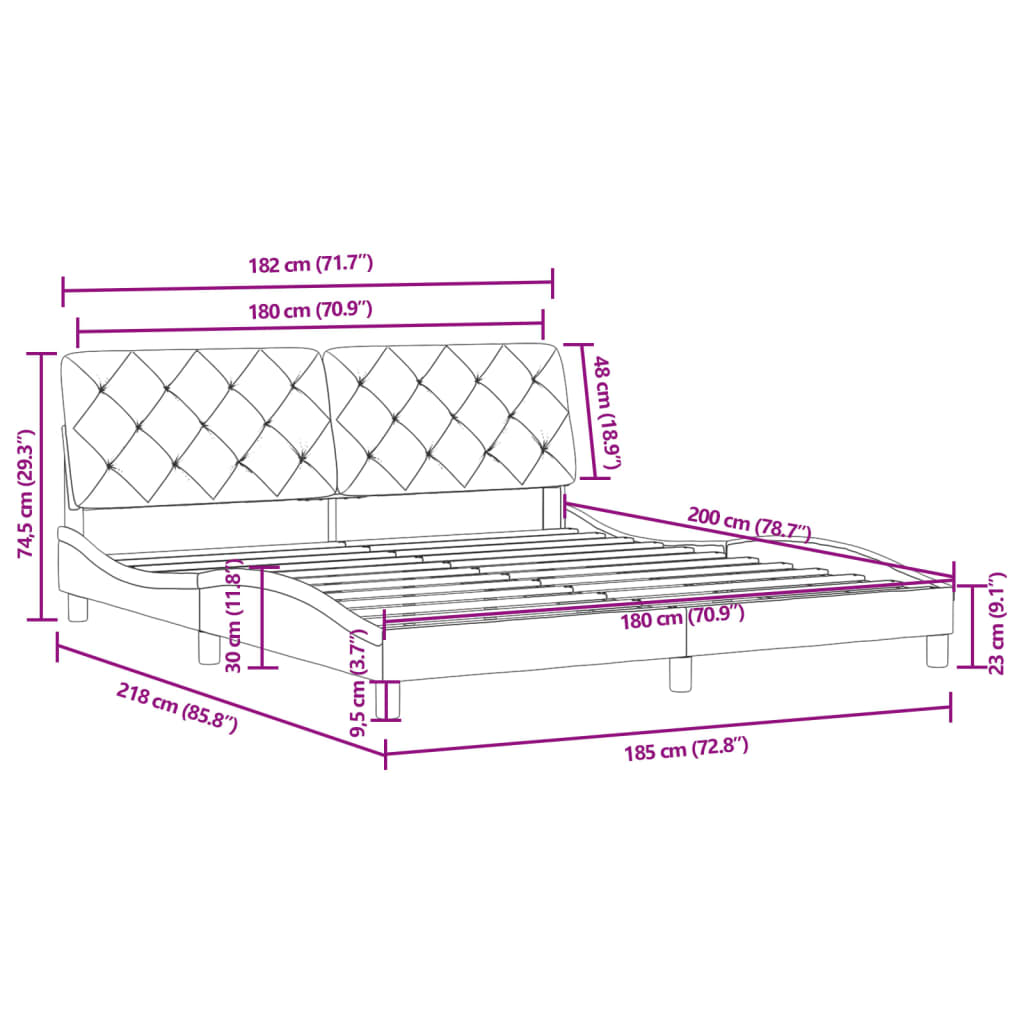 Bettgestell ohne Matratze Hellgrau 180x200 cm Samt