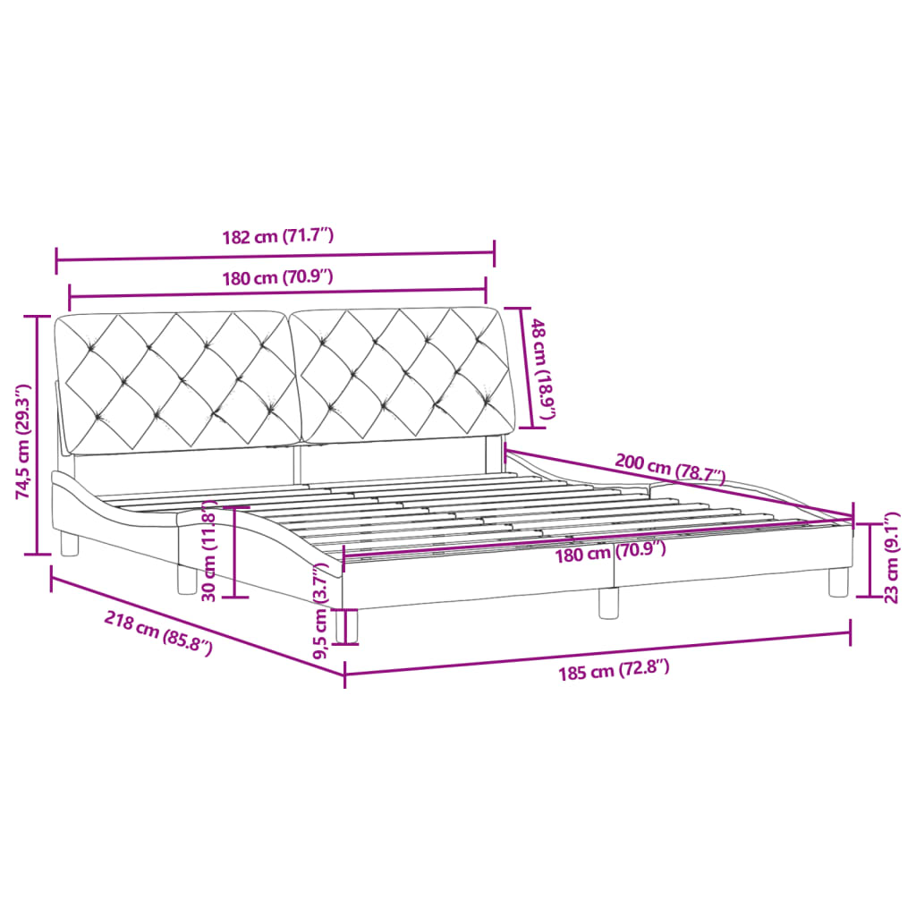 Bettgestell ohne Matratze Dunkelgrau 180x200 cm Samt