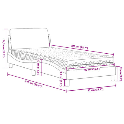 Bett mit Matratze Hellgrau 90x200 cm Stoff