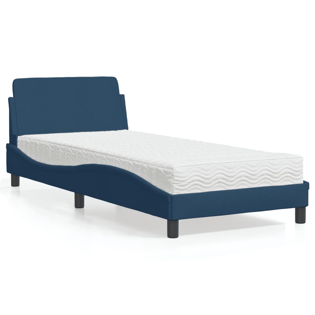 Bett mit Matratze Blau 90x200 cm Stoff