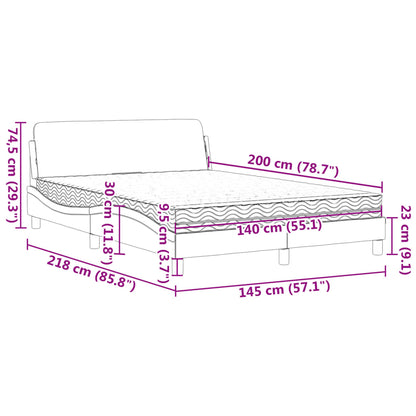 Bett mit Matratze Hellgrau 140x200 cm Stoff