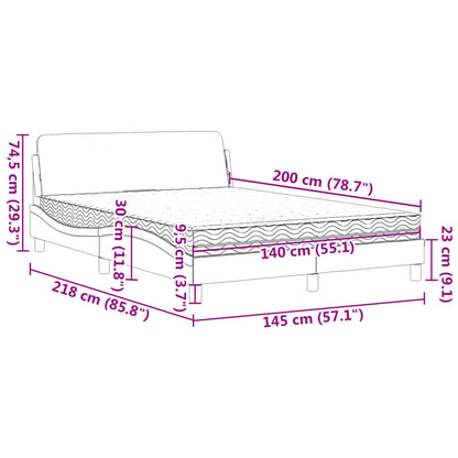 Bett mit Matratze Schwarz 140x200 cm Stoff