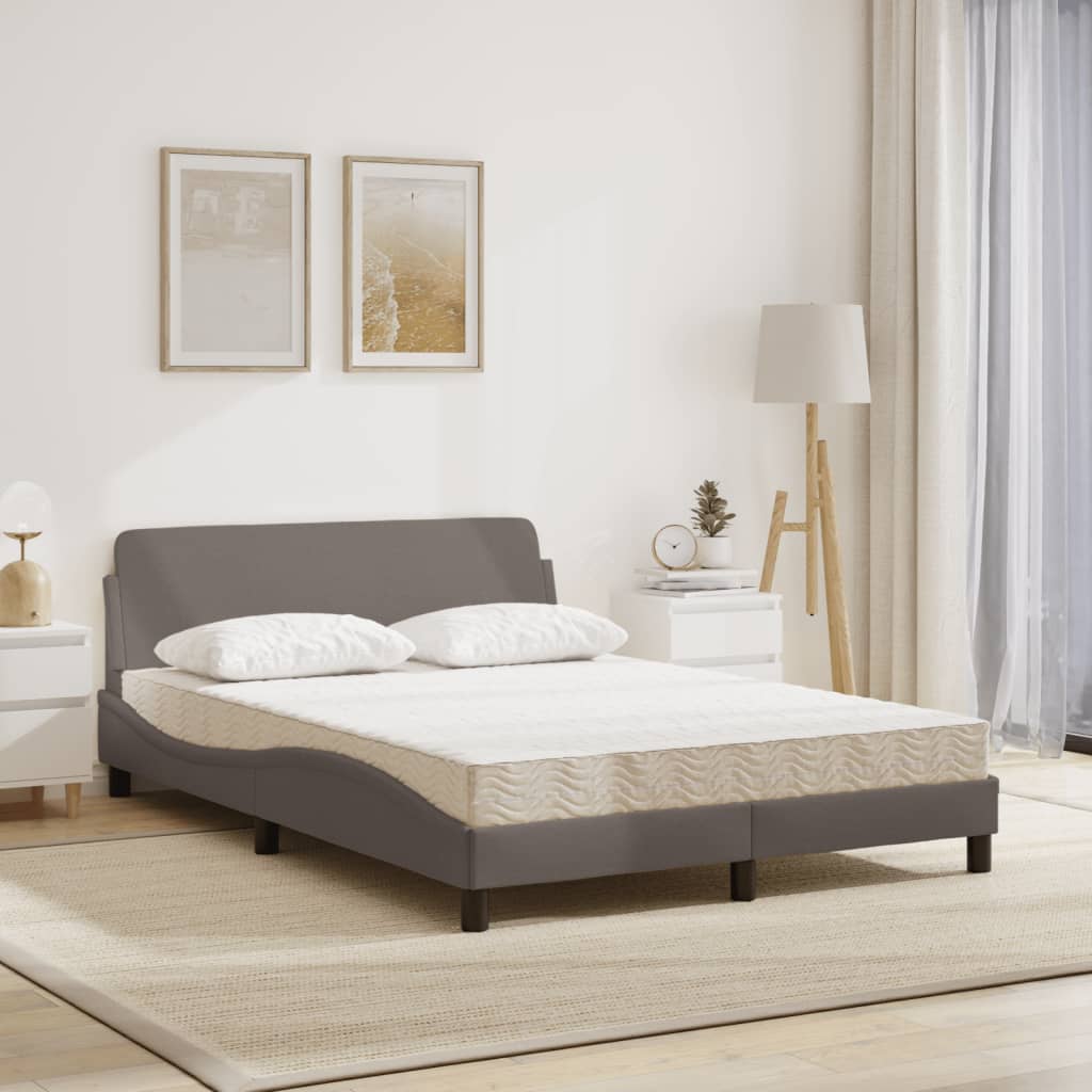 Bett mit Matratze Taupe 140x200 cm Stoff