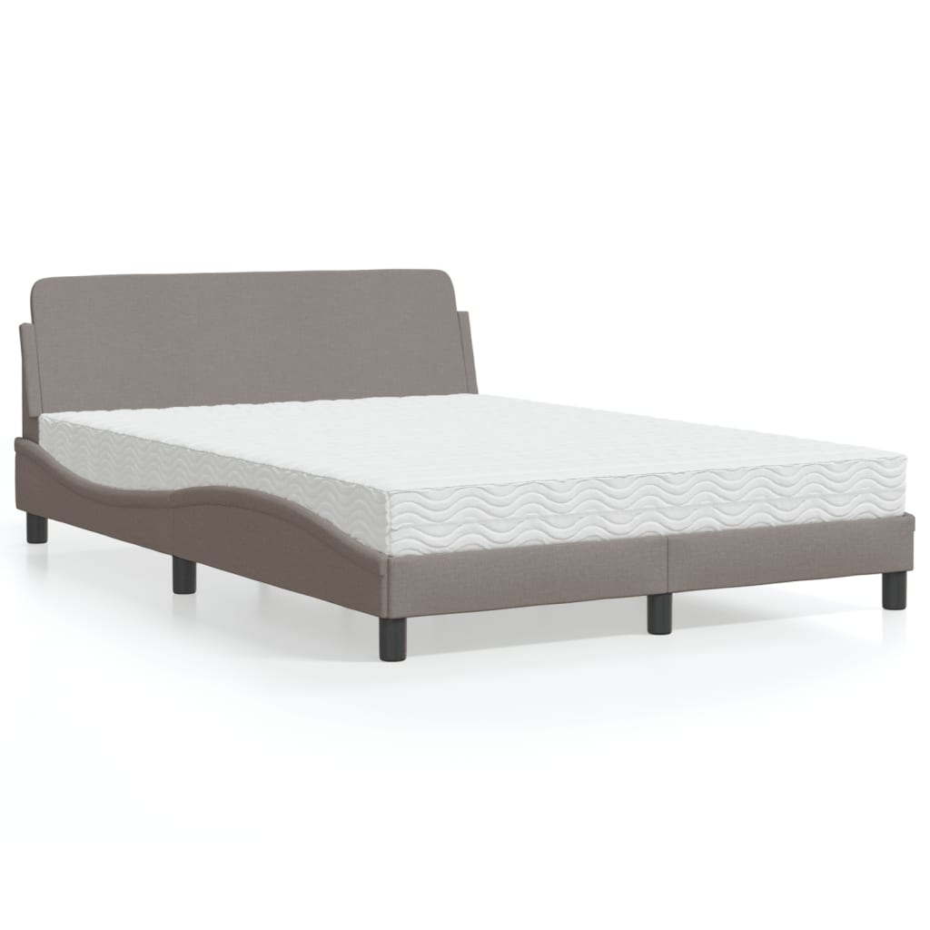 Bett mit Matratze Taupe 140x200 cm Stoff