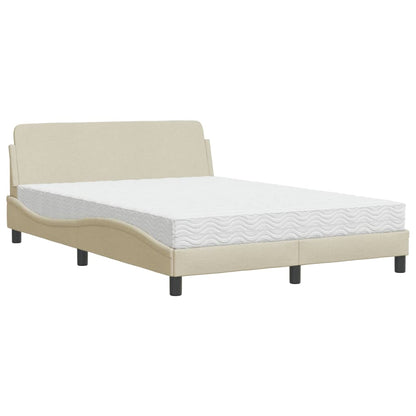 Bett mit Matratze Creme 140x200 cm Stoff