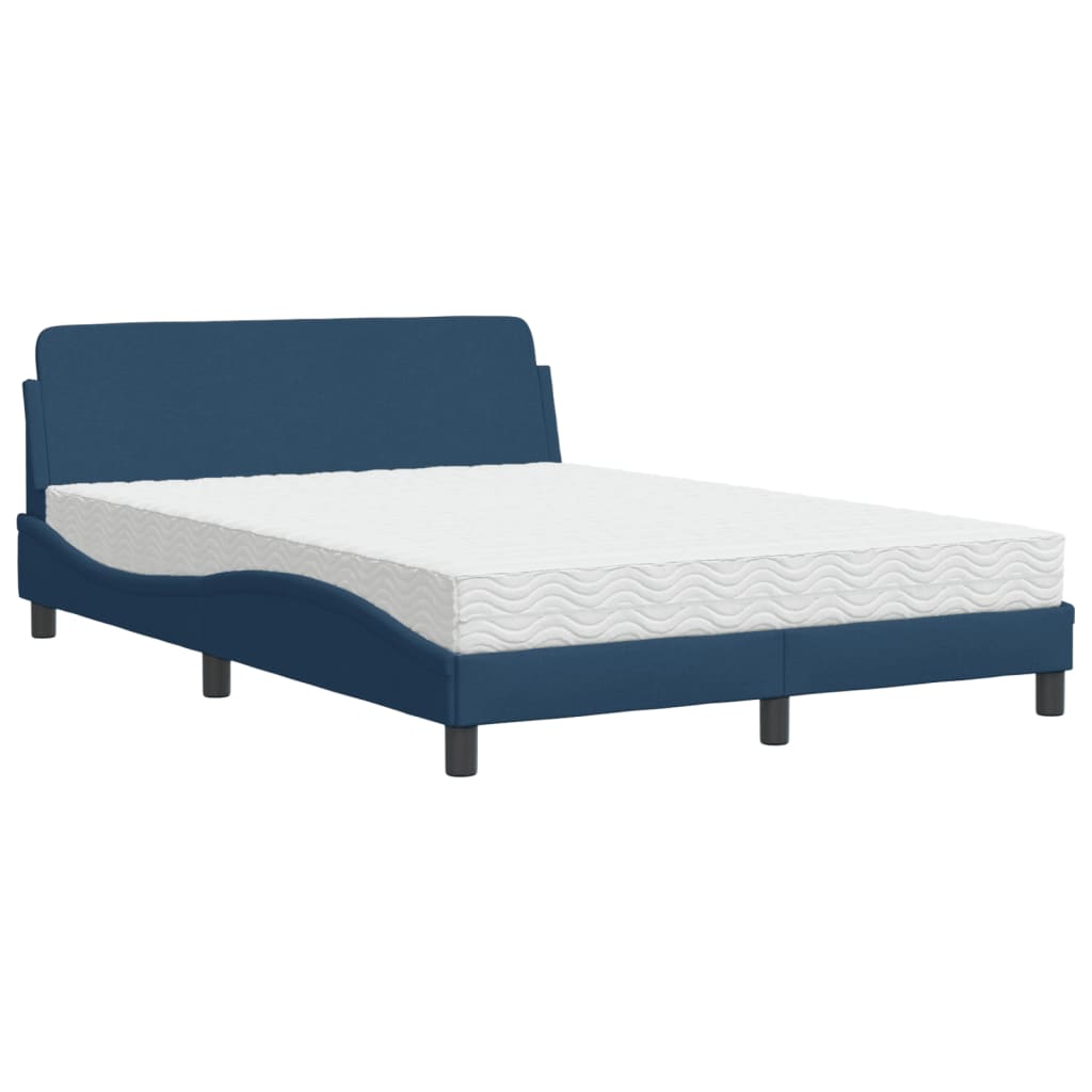 Bett mit Matratze Blau 140x200 cm Stoff