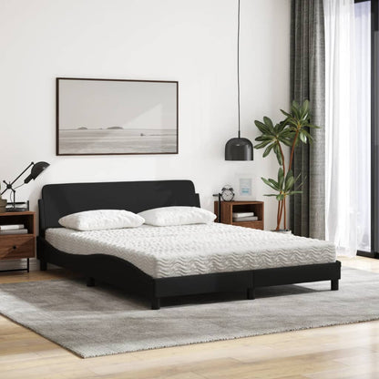 Bett mit Matratze Schwarz 160x200 cm Stoff