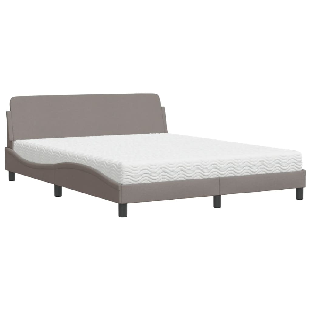 Bett mit Matratze Taupe 160x200 cm Stoff