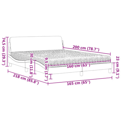 Bett mit Matratze Taupe 160x200 cm Stoff