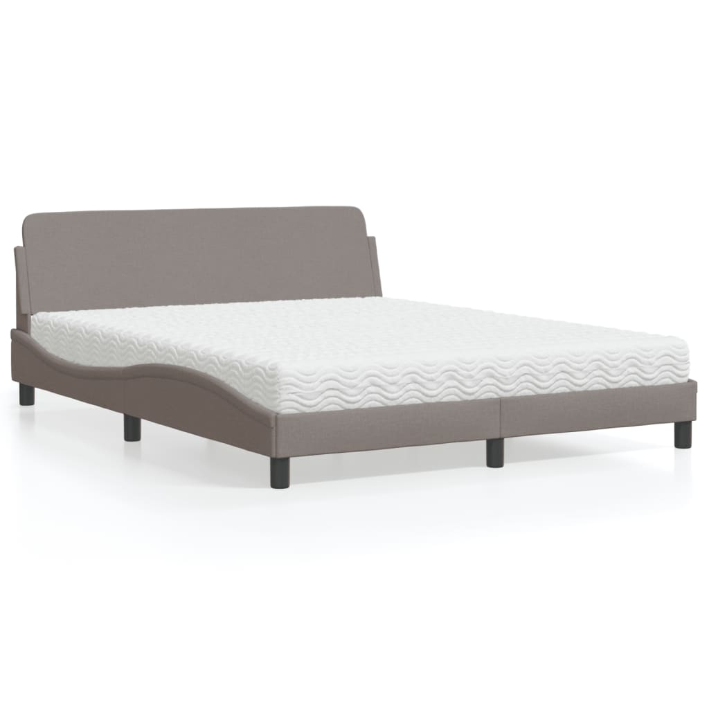 Bett mit Matratze Taupe 160x200 cm Stoff