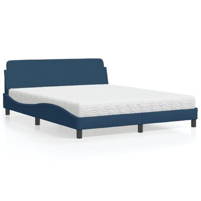 Bett mit Matratze Blau 160x200 cm Stoff