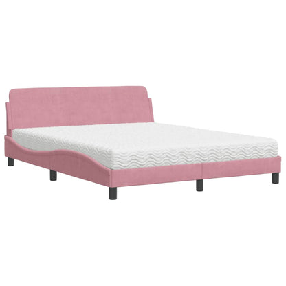 Bett mit Matratze Rosa 160x200 cm Samt