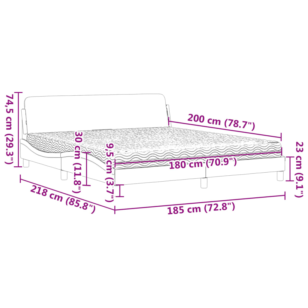 Bett mit Matratze Taupe 180x200 cm Stoff