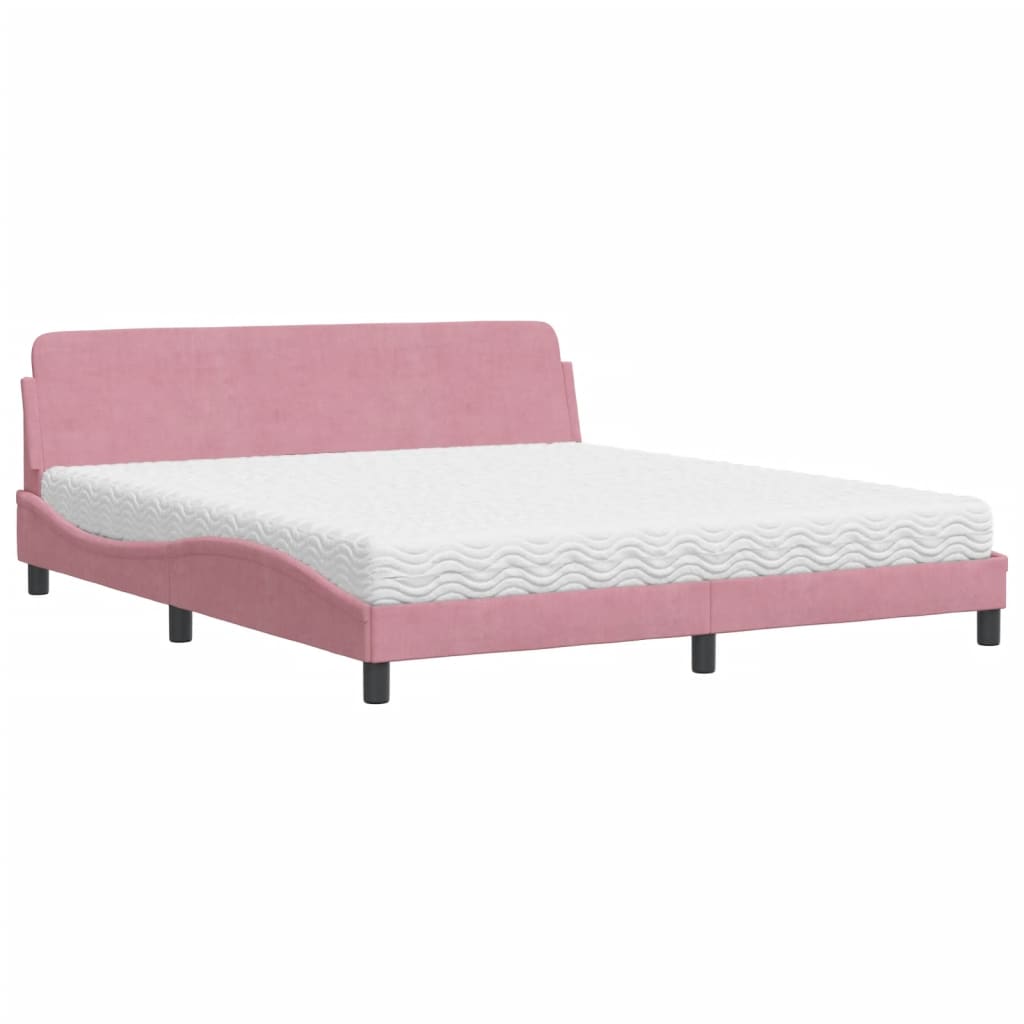 Bett mit Matratze Rosa 180x200 cm Samt