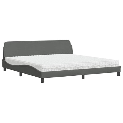 Bett mit Matratze Dunkelgrau 200x200 cm Stoff