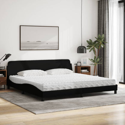 Bett mit Matratze Schwarz 200x200 cm Stoff