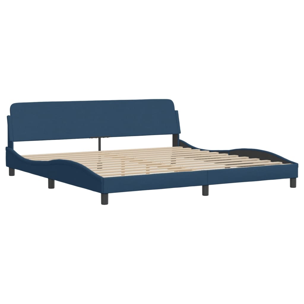 Bett mit Matratze Blau 200x200 cm Stoff