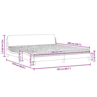 Bett mit Matratze Schwarz 200x200 cm Samt