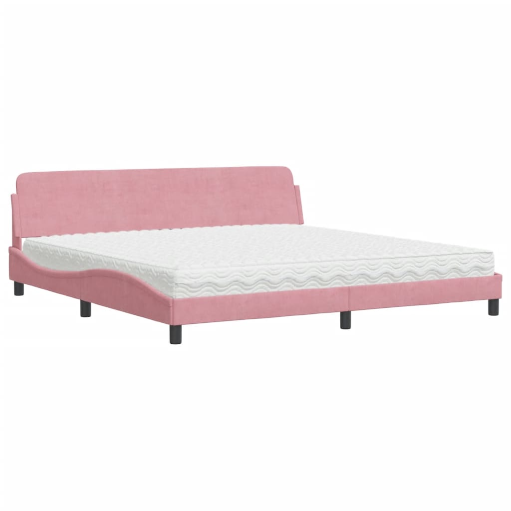 Bett mit Matratze Rosa 200x200 cm Samt