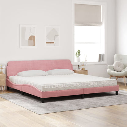 Bett mit Matratze Rosa 200x200 cm Samt