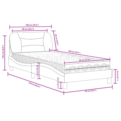 Bett mit Matratze Hellgrau 90x200 cm Stoff