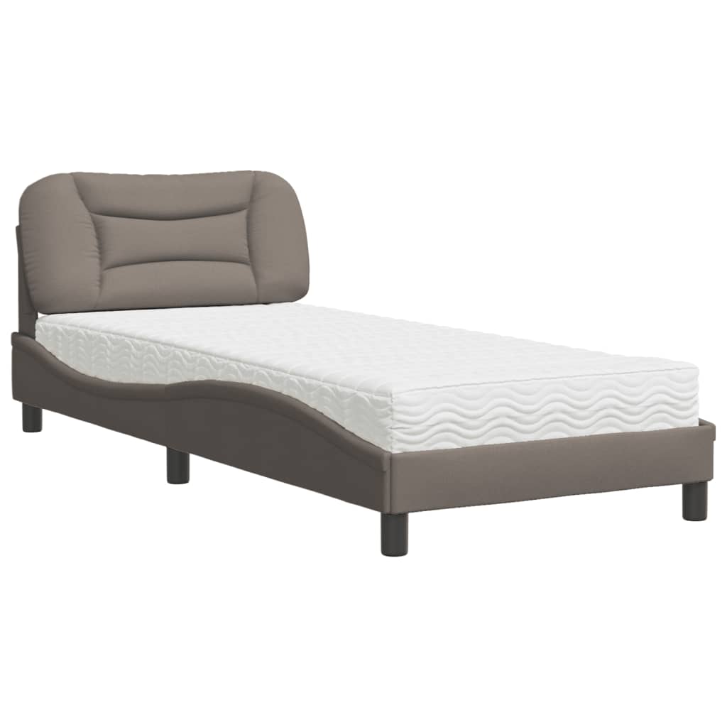 Bett mit Matratze Taupe 90x200 cm Stoff