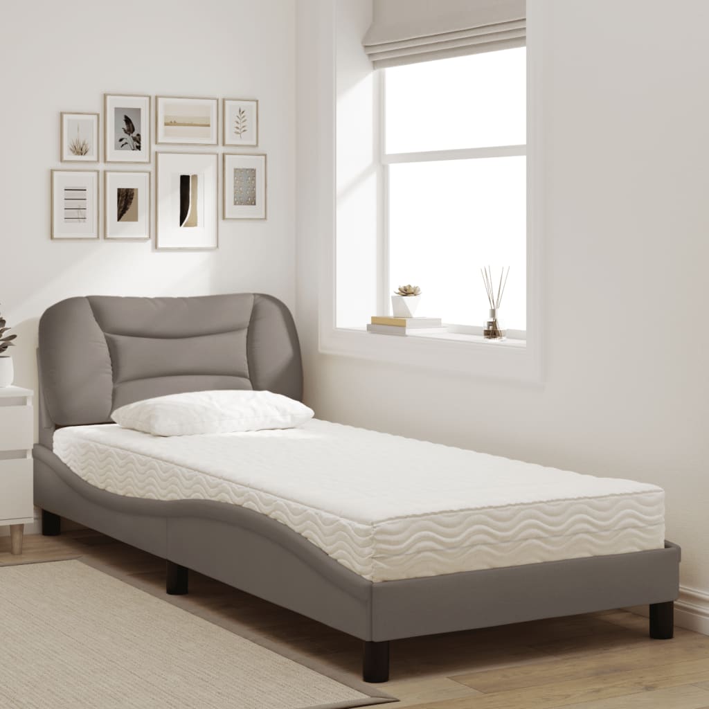 Bett mit Matratze Taupe 90x200 cm Stoff