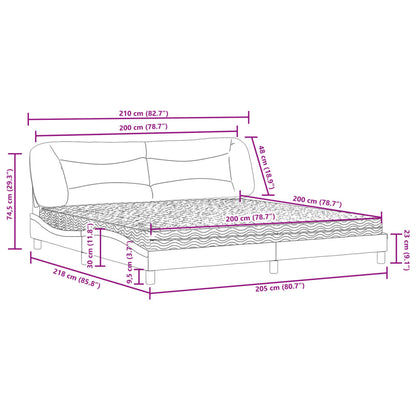 Bett mit Matratze Dunkelbraun 200x200 cm Stoff