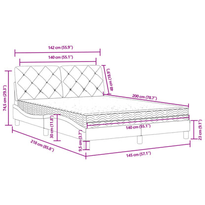 Bett mit Matratze Schwarz 140x200 cm Samt