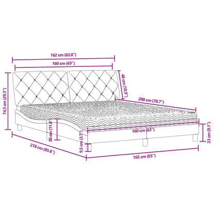 Bett mit Matratze Dunkelgrau 160x200 cm Samt