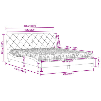 Bett mit Matratze Schwarz 160x200 cm Samt