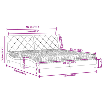 Bett mit Matratze Dunkelgrau 180x200 cm Samt