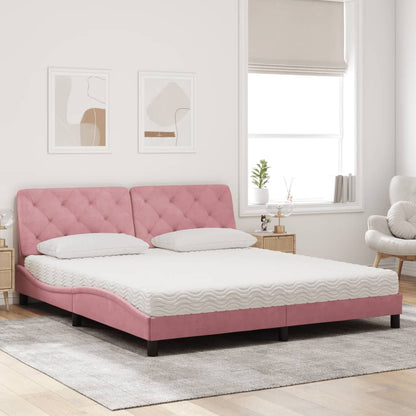 Bett mit Matratze Rosa 180x200 cm Samt