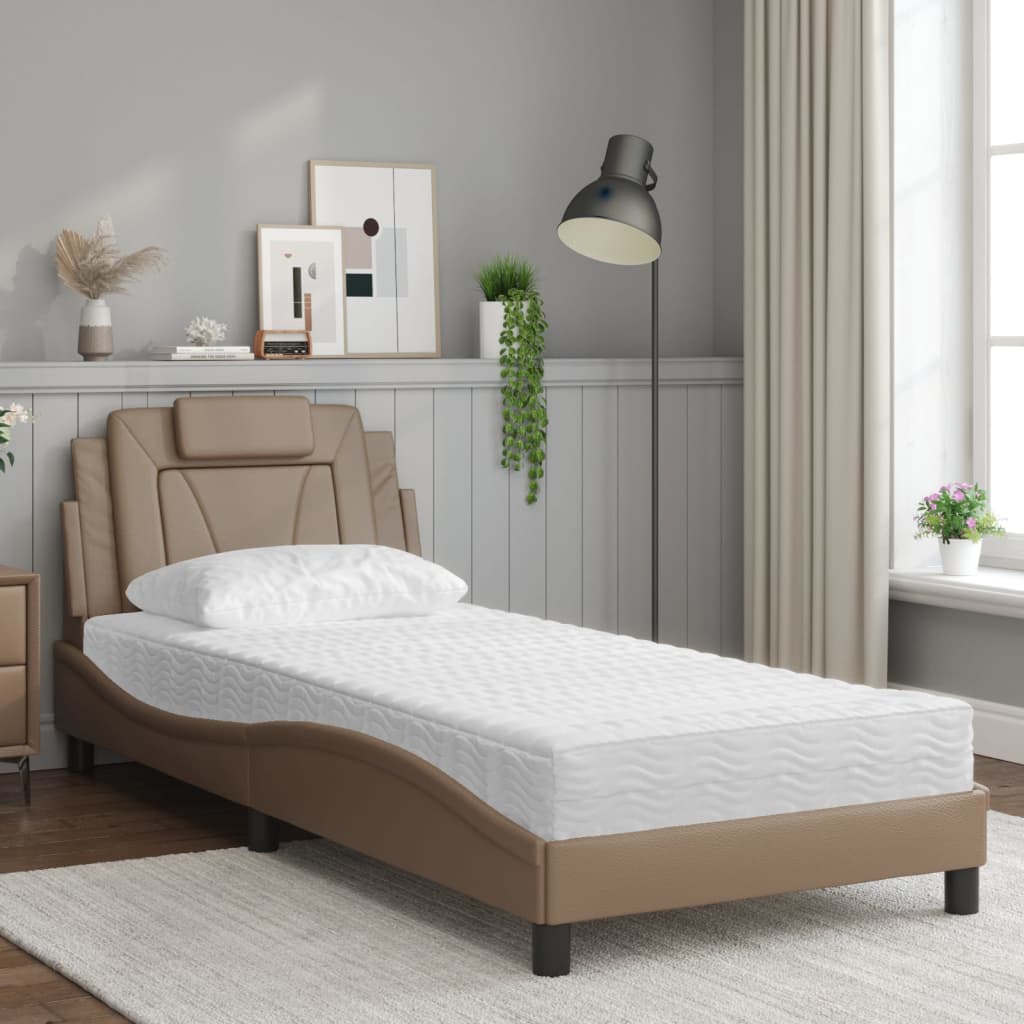 Bett mit Matratze Cappuccino-Braun 90x200 cm Kunstleder