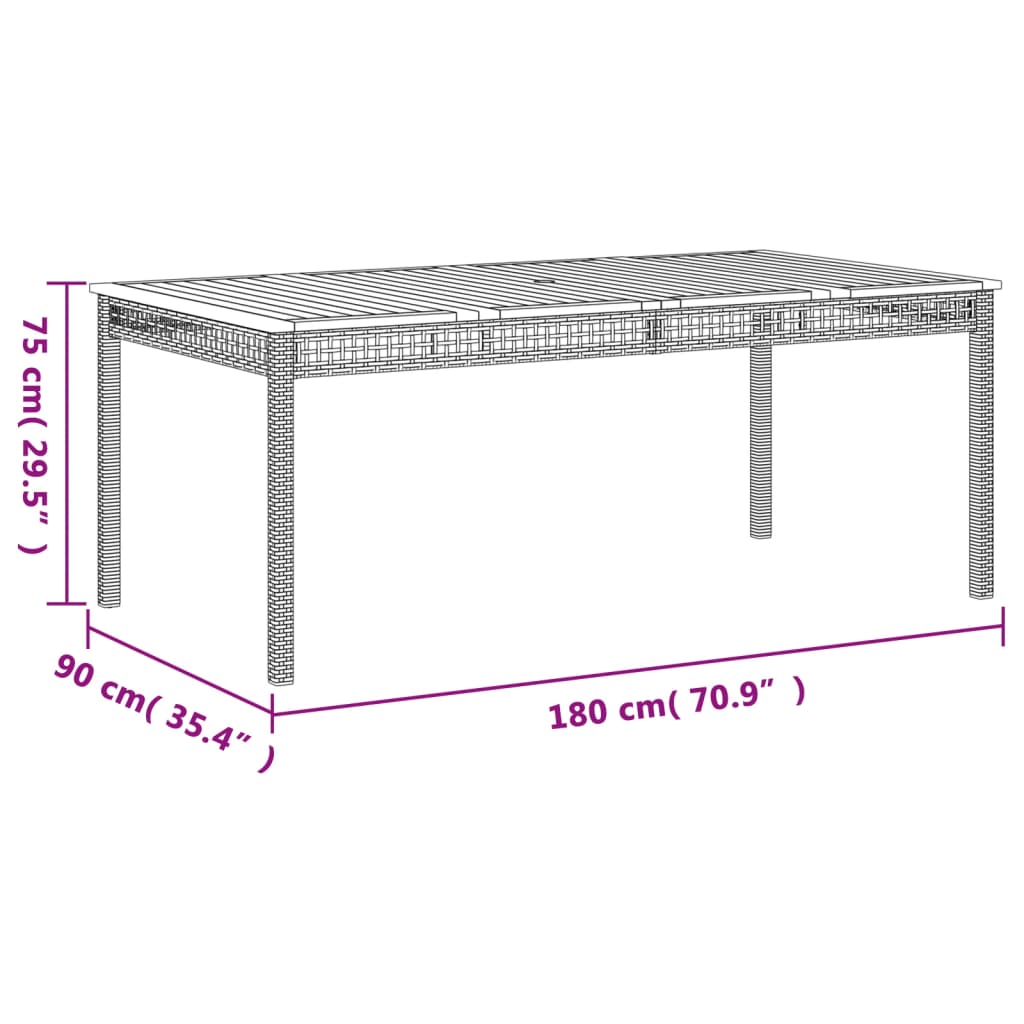 7-tlg. Garten-Essgruppe mit Kissen Schwarz Poly Rattan