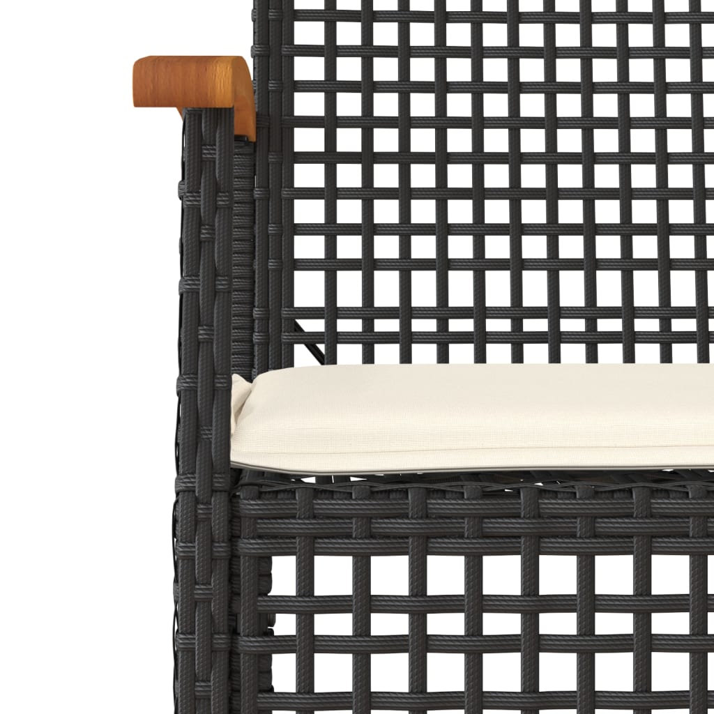 3-tlg. Garten-Essgruppe mit Kissen Schwarz Poly Rattan