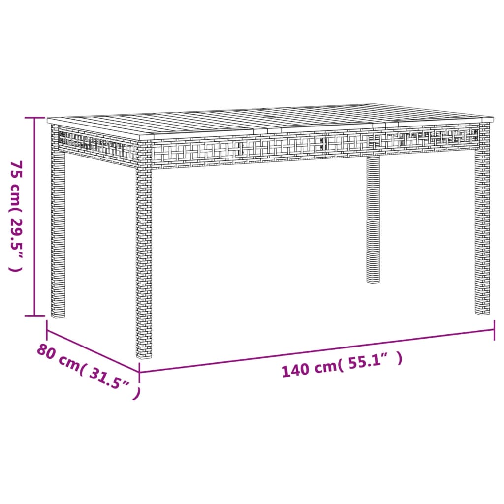 3-tlg. Garten-Essgruppe mit Kissen Schwarz Poly Rattan