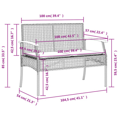 3-tlg. Garten-Essgruppe mit Kissen Schwarz Poly Rattan